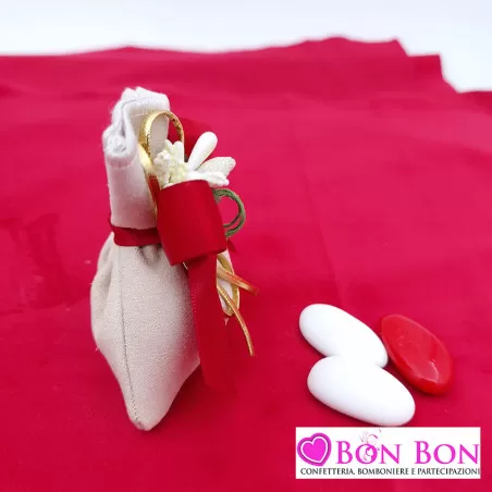 Sacchetti porta confetti per matrimonio natalizio scamosciati beige Liete Creazioni - 3
