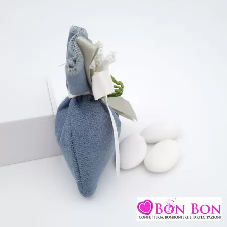 Sacchetti porta confetti per matrimonio scamosciati colore avion Liete Creazioni - 3