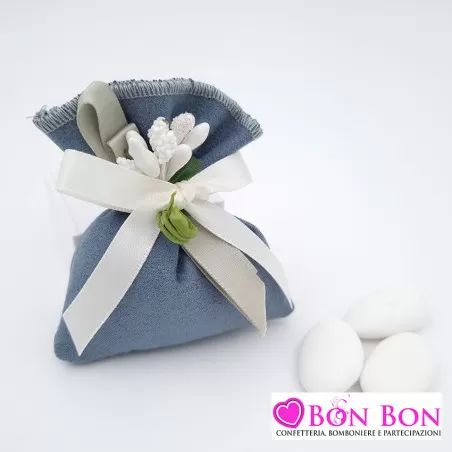 Sacchetti porta confetti per matrimonio scamosciati colore avion Liete Creazioni - 2