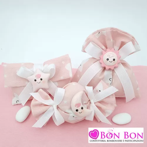 Sacchetti confetti battesimo con stelle rosa con magnete Liete Creazioni - 1