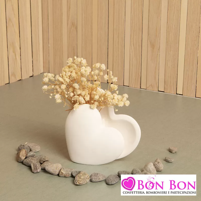 Bomboniera matrimonio vaso a forma di cuore misura piccola Claraluna - 1