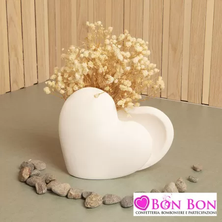 Bomboniera matrimonio vaso a forma di cuore misura grande Claraluna - 1