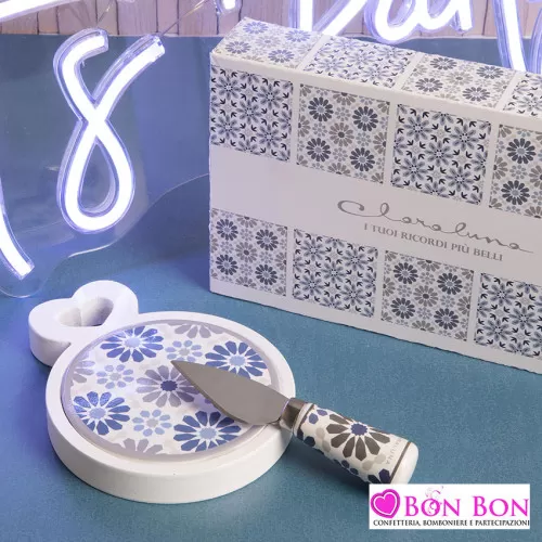 Bomboniera matrimonio tagliere in legno bianco misura piccola Claraluna - 1