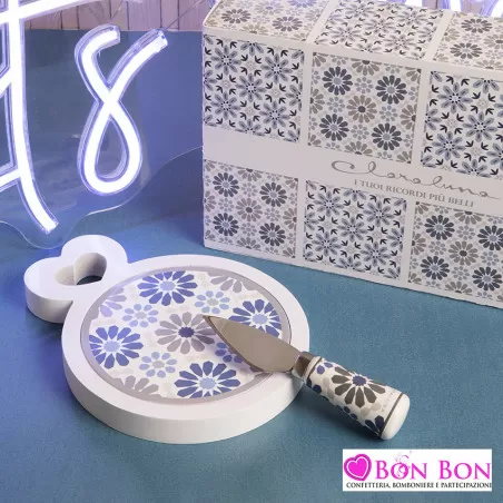 Bomboniera matrimonio tagliere in legno bianco misura grande Claraluna - 1