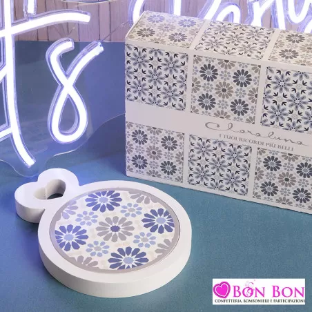 Bomboniera matrimonio tagliere in legno bianco misura grande senza coltellino Claraluna - 1