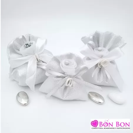 Sacchetti confetti per nozze d'argento con raso linea scintilla Liete Creazioni - 1