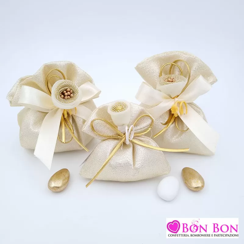 Sacchetti confetti per nozze d´oro con raso linea scintilla Liete Creazioni - 1