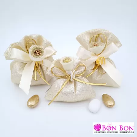 Sacchetti confetti per nozze d´oro con raso linea scintilla Liete Creazioni - 1