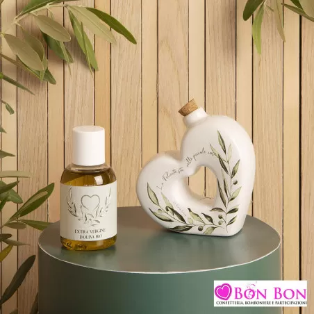 Bomboniera matrimonio oliera a forma di cuore misura piccola Claraluna - 1