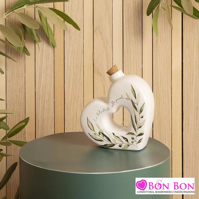 Bomboniera matrimonio oliera a forma di cuore misura piccola senza olio Claraluna - 1