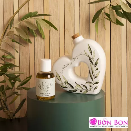 Bomboniera matrimonio oliera a forma di cuore misura grande Claraluna - 1