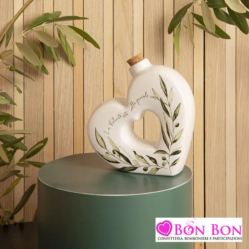 Bomboniera matrimonio oliera a forma di cuore misura grande senza olio Claraluna - 1