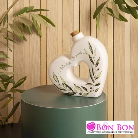 Bomboniera matrimonio oliera a forma di cuore misura grande senza olio Claraluna - 1