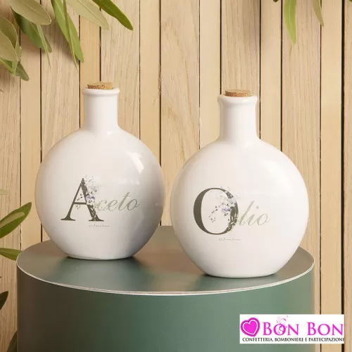 Bomboniera matrimonio set olio e aceto tondo Claraluna - 1