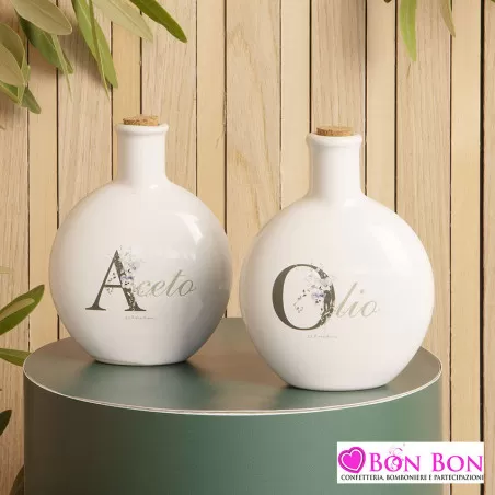 Bomboniera matrimonio set olio e aceto tondo Claraluna - 1