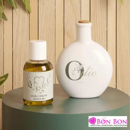 Bomboniera matrimonio oliera tonda con olio Claraluna - 1