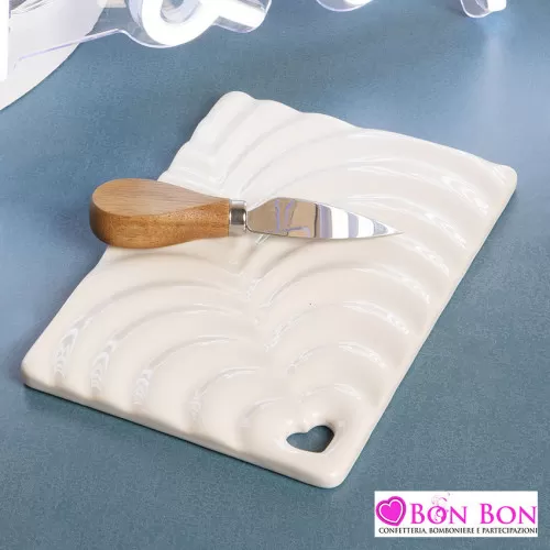 Bomboniera matrimonio tagliere onde bianco misura piccola Claraluna - 1