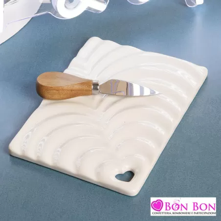 Bomboniera matrimonio tagliere onde bianco misura piccola Claraluna - 1