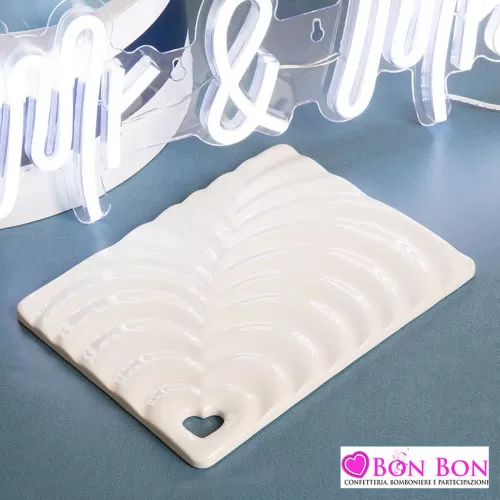 Bomboniera matrimonio tagliere onde bianco misura grande senza coltellino Claraluna - 1