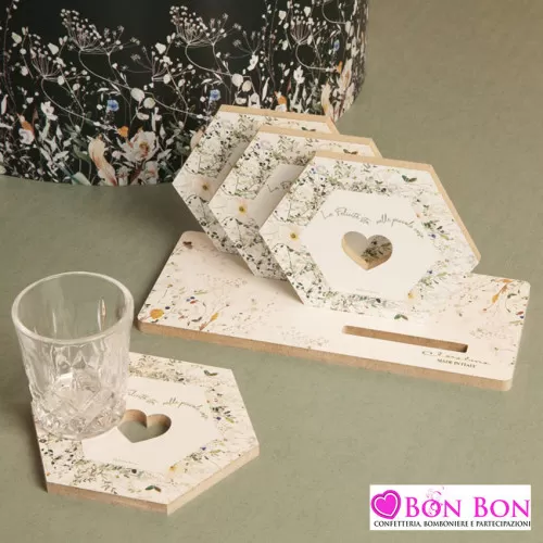 Bomboniera matrimonio set sottobicchieri primavera Claraluna - 1