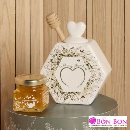 Bomboniera matrimonio portamiele primavera con miele Claraluna - 1