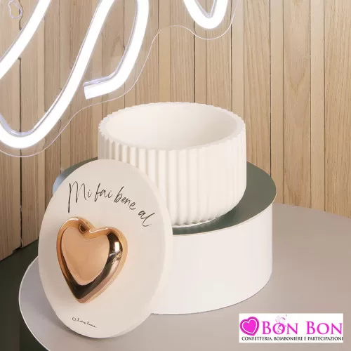 Bomboniera matrimonio scatola con cuore oro rosa misura grande Claraluna - 1