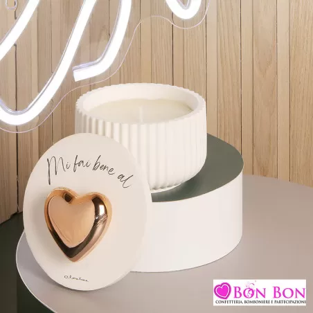 Bomboniera matrimonio scatola con cuore oro rosa con candela misura grande Claraluna - 1