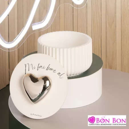 Bomboniera matrimonio scatola con cuore silver misura grande Claraluna - 1