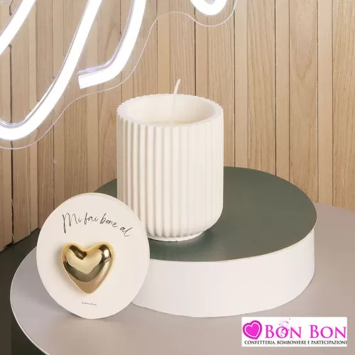 Bomboniera matrimonio scatola con cuore oro con candela Claraluna - 1