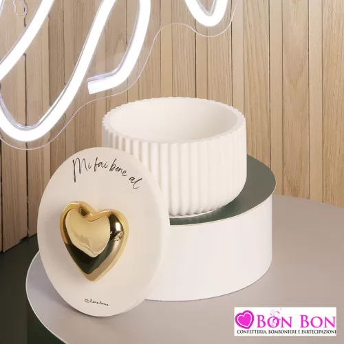 Bomboniera matrimonio scatola con cuore oro misura grande Claraluna - 1