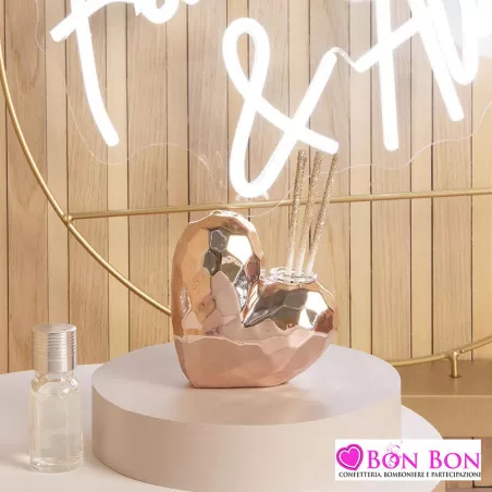 Bomboniera matrimonio diffusore cuore oro rosa misura piccola Claraluna - 1