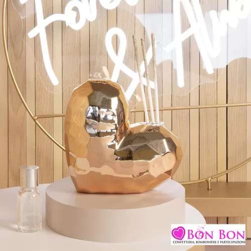 Bomboniera matrimonio diffusore cuore oro rosa misura media Claraluna - 1
