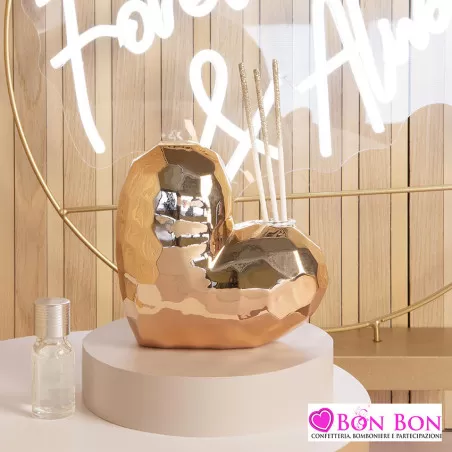 Bomboniera matrimonio diffusore cuore oro rosa misura media Claraluna - 1