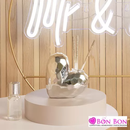 Bomboniera matrimonio diffusore cuore silver misura piccola Claraluna - 1