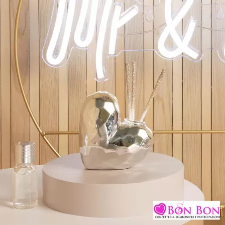 Bomboniera matrimonio diffusore cuore silver misura piccola Claraluna - 1