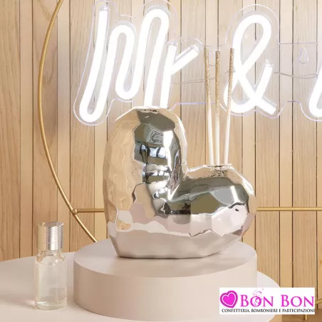 Bomboniera matrimonio diffusore cuore silver misura media Claraluna - 1