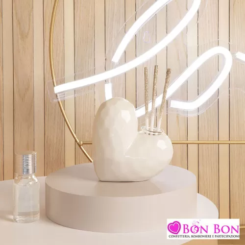 Bomboniera matrimonio diffusore cuore bianco misura piccola Claraluna - 1