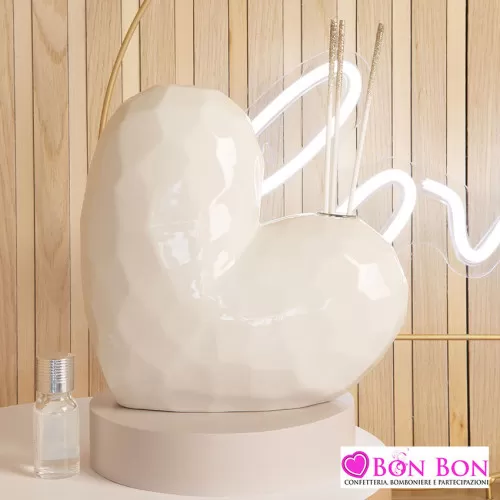 Bomboniera matrimonio diffusore cuore bianco misura grande Claraluna - 1