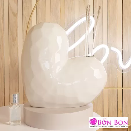 Bomboniera matrimonio diffusore cuore bianco misura grande Claraluna - 1