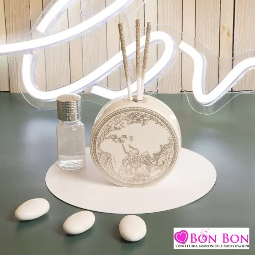 Bomboniera matrimonio diffusore tondo con mondo Claraluna - 1