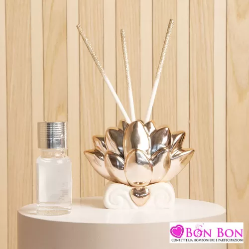 Bomboniera matrimonio diffusore loto oro rosa Claraluna - 1