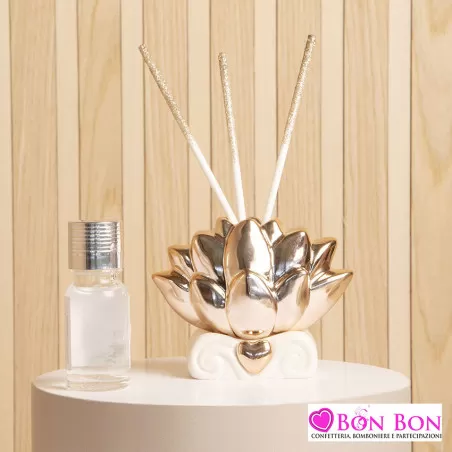 Bomboniera matrimonio diffusore loto oro rosa Claraluna - 1