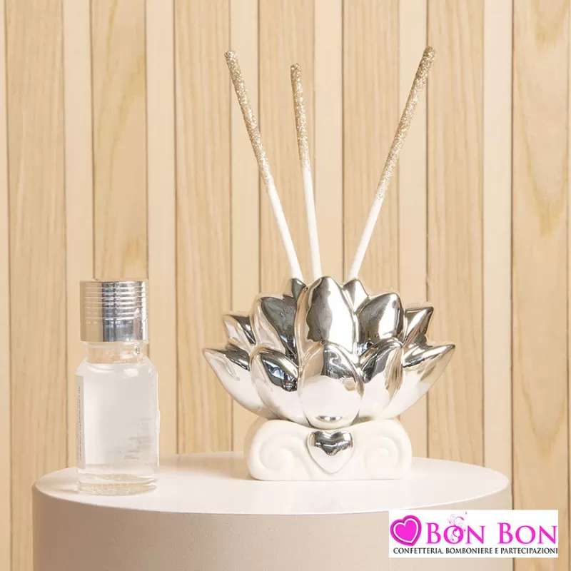Bomboniera matrimonio diffusore loto silver Claraluna - 1