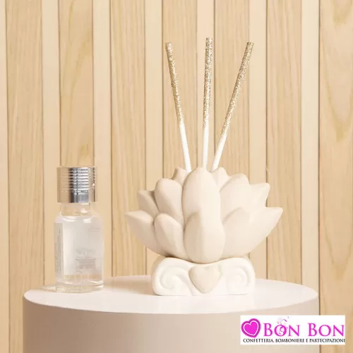 Bomboniera matrimonio diffusore loto tortora Claraluna - 1