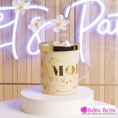 Bomboniera matrimonio candela amore avorio misura grande Claraluna - 1