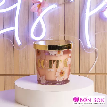 Bomboniera matrimonio candela felicità rosa misura piccola Claraluna - 1