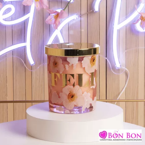 Bomboniera matrimonio candela felicità rosa misura grande Claraluna - 1