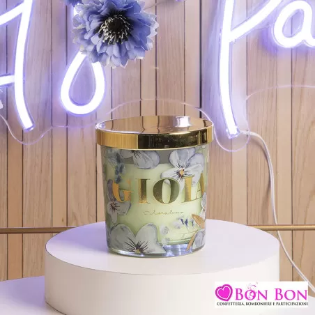 Bomboniera matrimonio candela gioia verde misura piccola Claraluna - 1