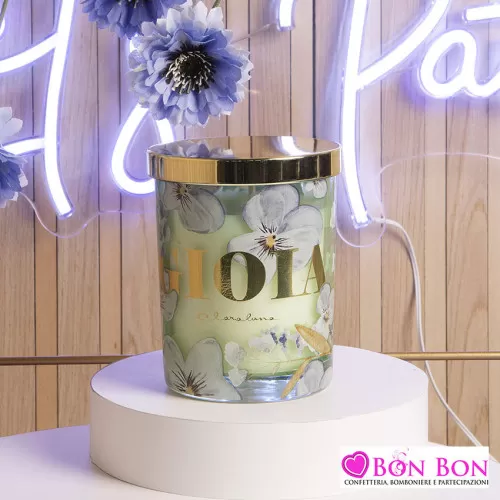 Bomboniera matrimonio candela gioia verde misura grande Claraluna - 1