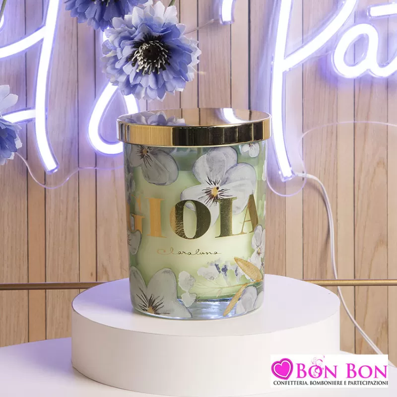 Bomboniera matrimonio candela gioia verde misura grande Claraluna - 1